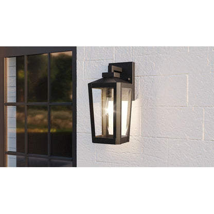 Blomfield 1 Light Outdoor Lantern, Matte Black/Beveled