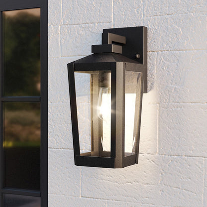 Blomfield 1 Light Outdoor Lantern, Matte Black/Beveled