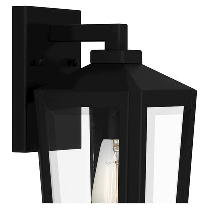 Blomfield 1 Light Outdoor Lantern, Matte Black/Beveled