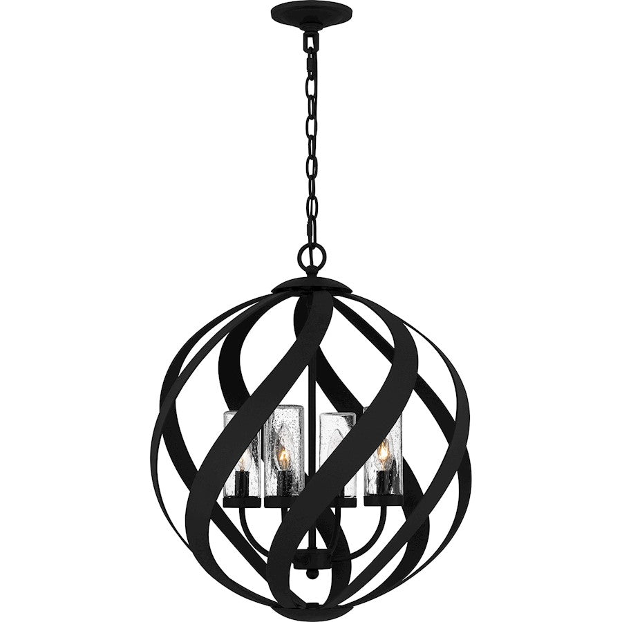 Blacksmith 4 Light Pendant, Earth Black/Clear Seedy Glass