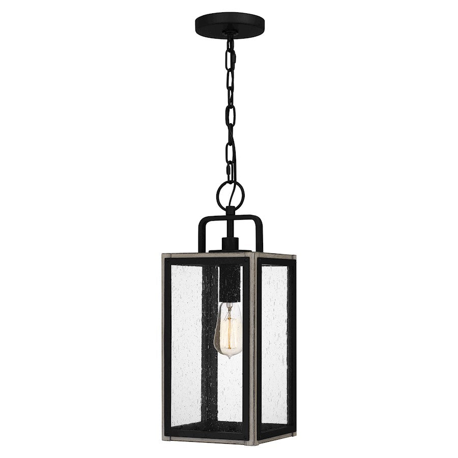 Bramshaw 1 Light Mini Pendant, Matte Black/Clear Seeded