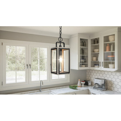 Bramshaw 1 Light Mini Pendant, Matte Black/Clear Seeded