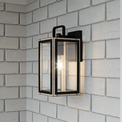 Bramshaw 1 Light Outdoor Lantern, Matte Black/Seeded