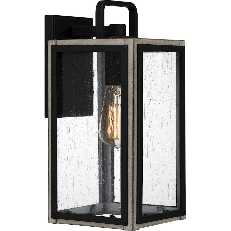 Quoizel Bramshaw 1 Light 13" Outdoor Lantern, Matte Black/Seeded - BRAM8406MBK