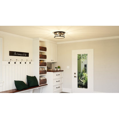 Brampton 3 Light Flush Mount, Matte Black/Clear