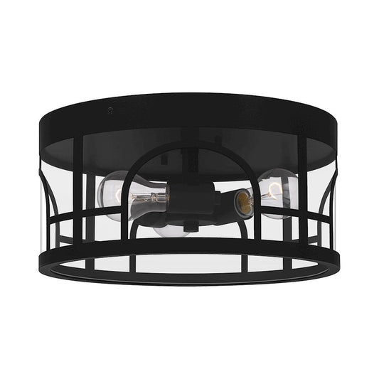 Brampton 3 Light Flush Mount, Matte Black/Clear