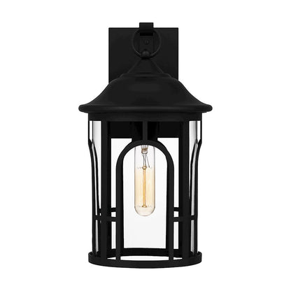 Brampton 1 Light Outdoor Lantern, Matte Black/Clear