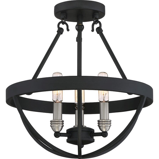 Basin 3 Light Semi-Flush Mount, Earth Black