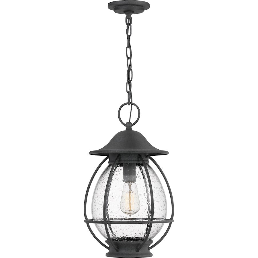 Boston 1 Light Mini Pendant, Mottled Black/Clear Seeded