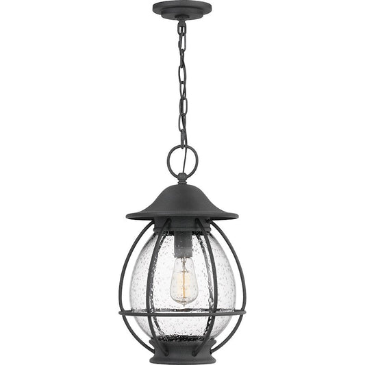 Boston 1 Light Mini Pendant, Mottled Black/Clear Seeded