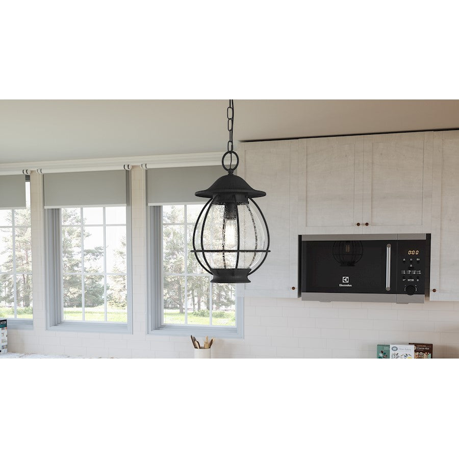 Boston 1 Light Mini Pendant, Mottled Black/Clear Seeded