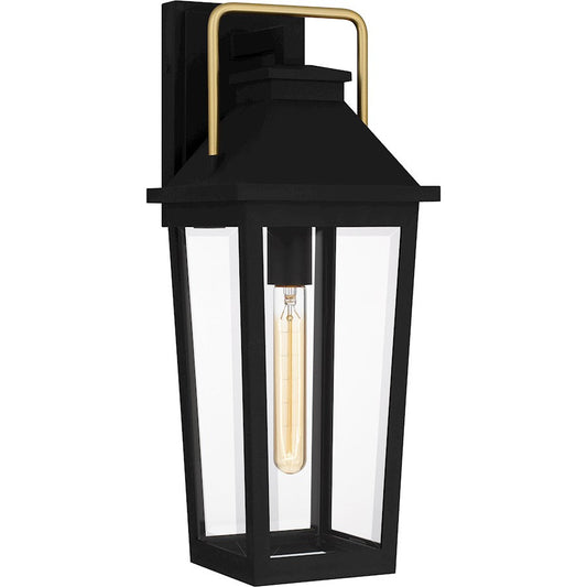 Buckley 1 Light Outdoor Lantern, Black/Clear Beveled