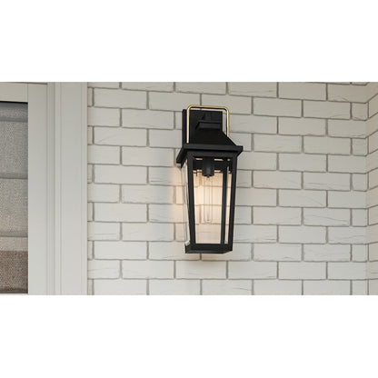 Buckley 1 Light Outdoor Lantern, Black/Clear Beveled