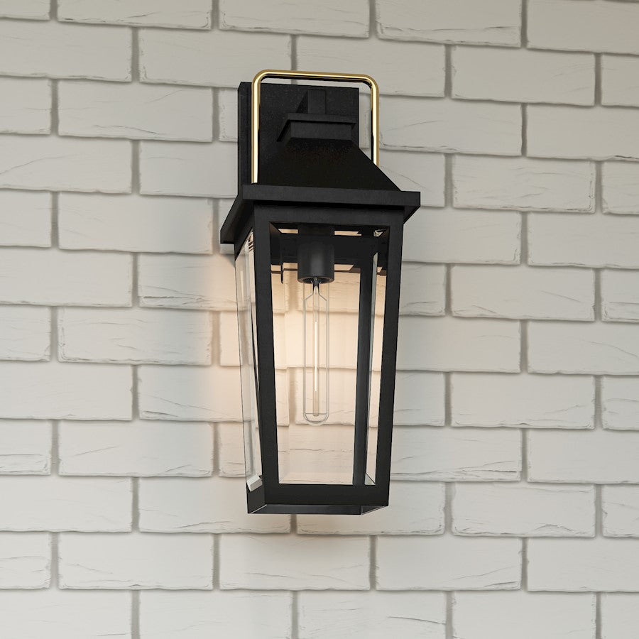 Buckley 1 Light Outdoor Lantern, Black/Clear Beveled