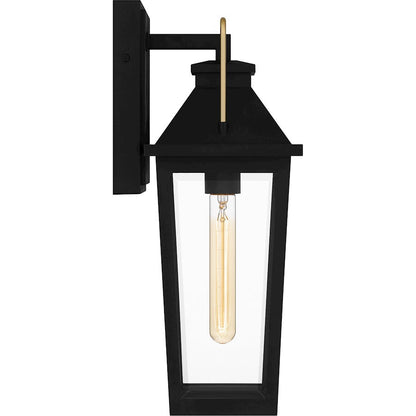 Buckley 1 Light Outdoor Lantern, Black/Clear Beveled