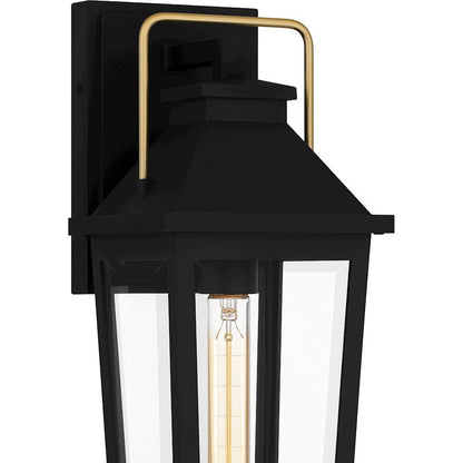 Buckley 1 Light Outdoor Lantern, Black/Clear Beveled