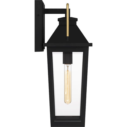 Buckley 1 Light Outdoor Lantern, Black/Clear Beveled