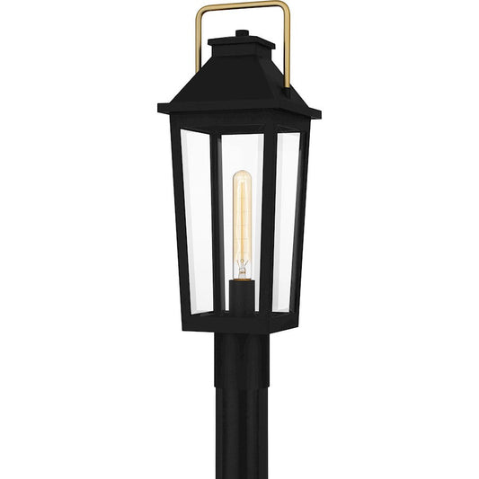 Buckley 1 Light 23" Outdoor Lantern, Black/Clear Beveled