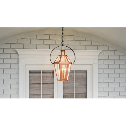 Burdett 3 Light Outdoor Lantern, Aged Copper/Clear