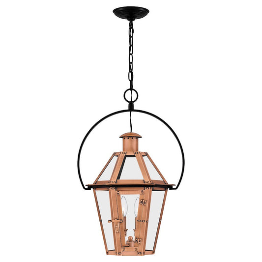 Burdett 2 Light Pendant, Aged Copper/Clear Tempered