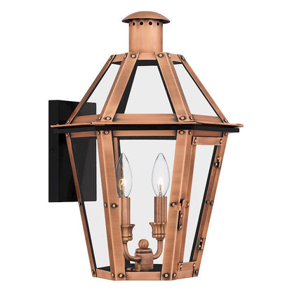 Burdett Outdoor Lantern, Aged Copper/Clear Tempered