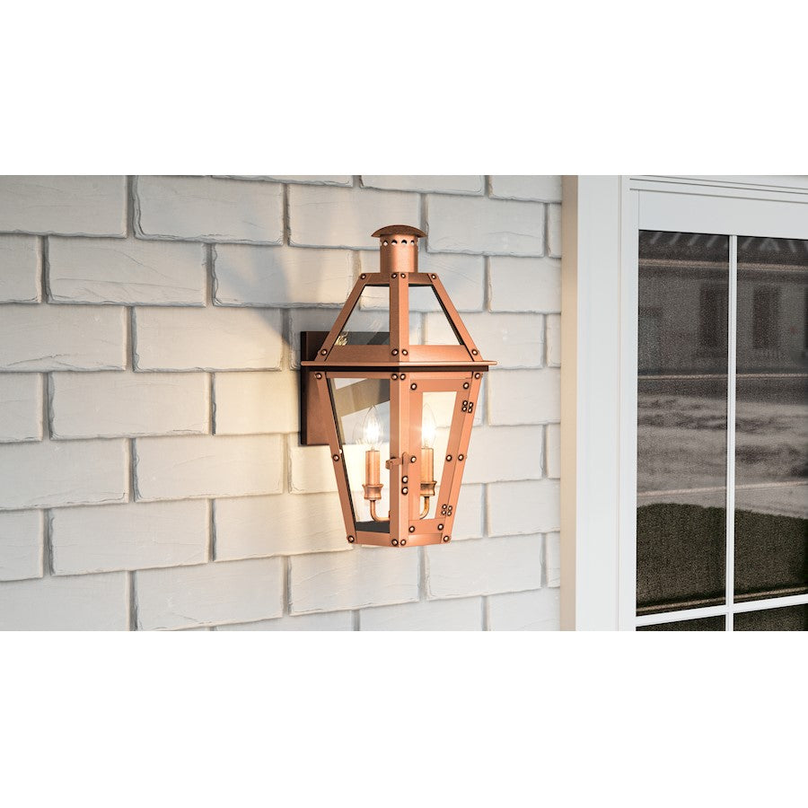 Burdett Outdoor Lantern, Aged Copper/Clear Tempered