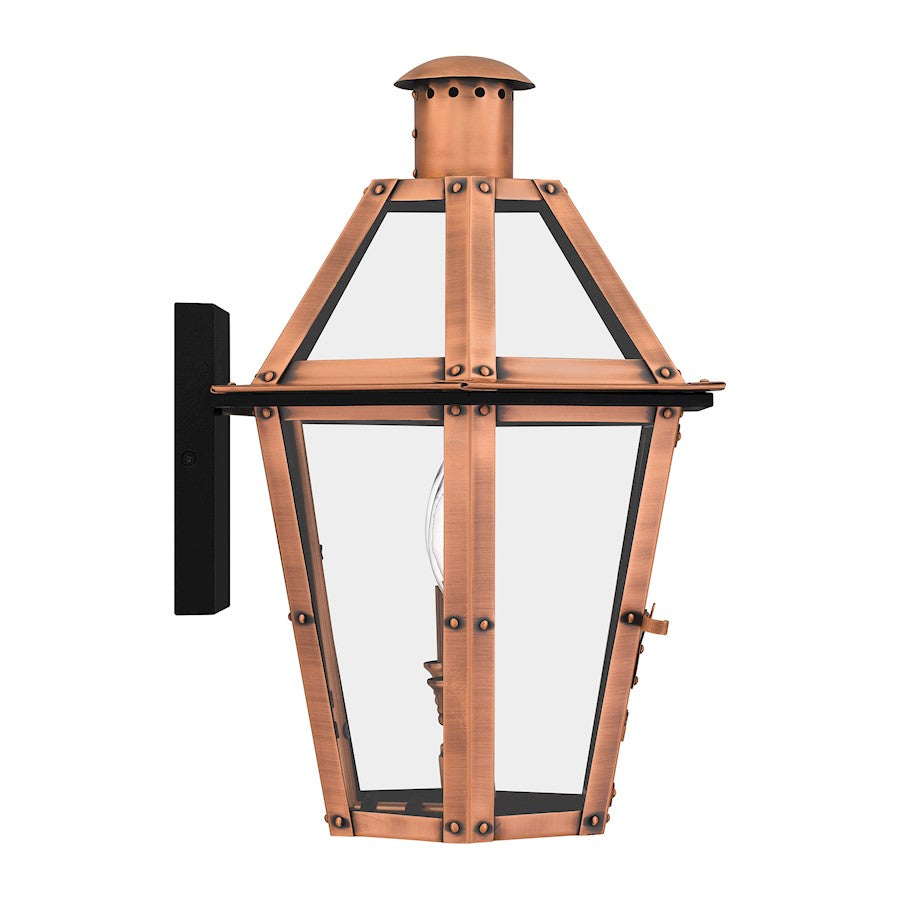 Burdett Outdoor Lantern, Aged Copper/Clear Tempered