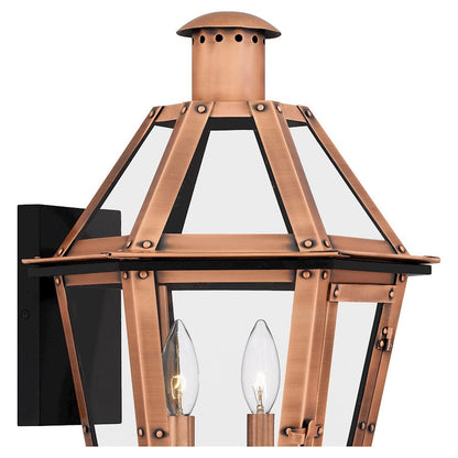 Burdett Outdoor Lantern, Aged Copper/Clear Tempered