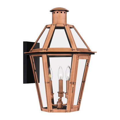 Burdett 3 Light 21" Outdoor Lantern, Aged Copper/Clear