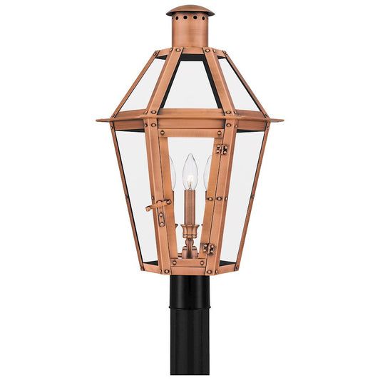 Burdett 3 Light 24" Outdoor Lantern, Aged Copper/Clear