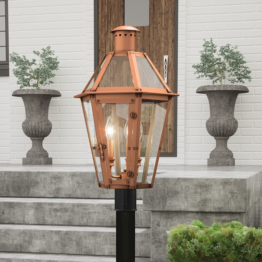 Burdett 3 Light 24" Outdoor Lantern, Aged Copper/Clear