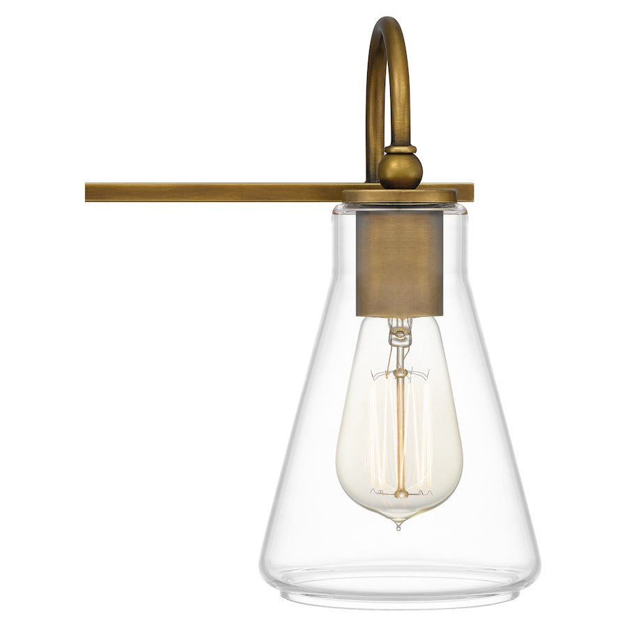 Boyton 4 Light Bath Vanity, Weathered Brass/Clear