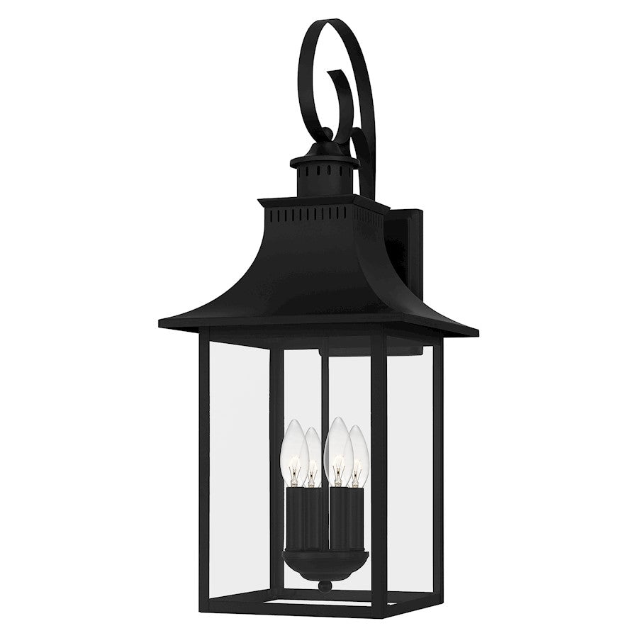 Quoizel Chancellor 4 Light Outdoor Lantern, Mystic Black/Tempered - CCR8412K