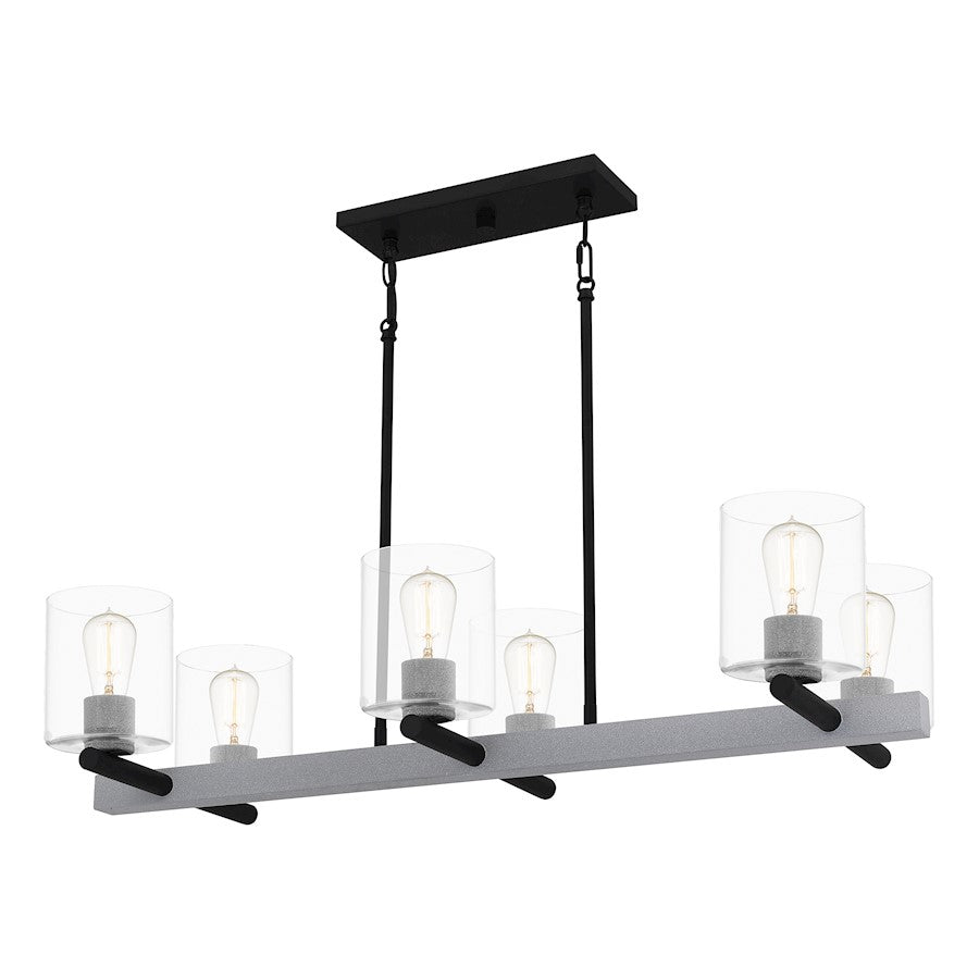 Quoizel Caldwell 6 Light Chandelier Light, Matte Black/Clear - CDW138MBK