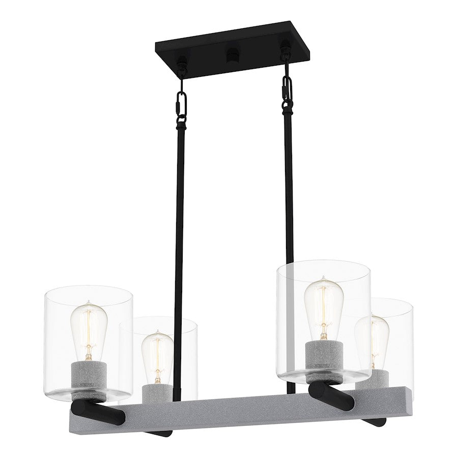 Caldwell Chandelier Light, Matte Black/Clear