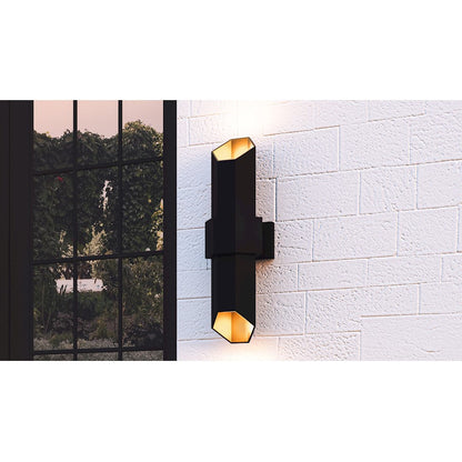 Chasm Outdoor Lantern, Matte Black Gold