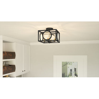 Quoizel Chalamont 4 Light Semi-Flush Mount, Black/Clear Texture - CHT1712EK