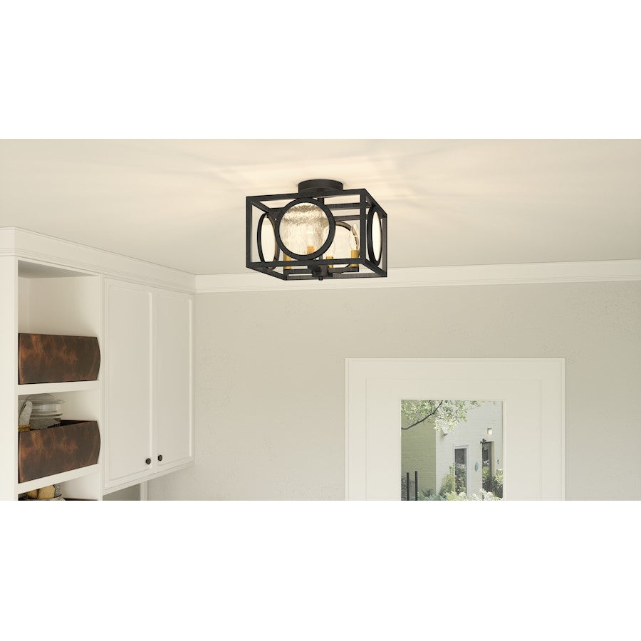 Chalamont 4 Light Semi-Flush Mount, Black/Clear Texture