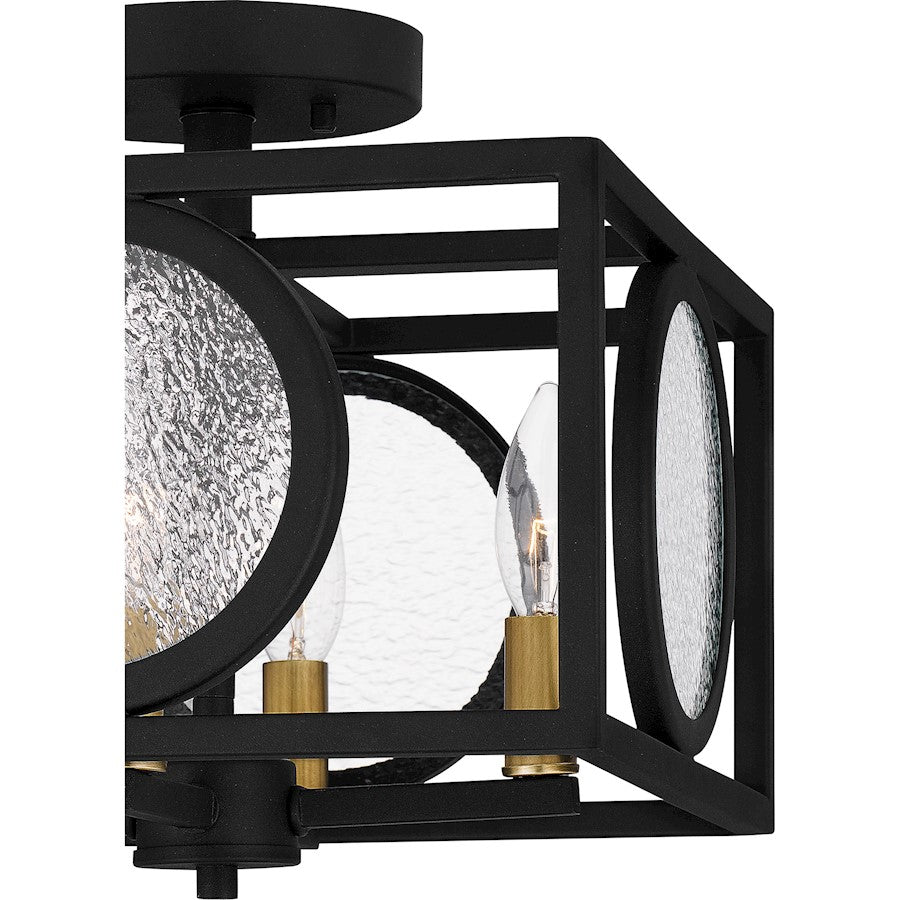 Chalamont 4 Light Semi-Flush Mount, Black/Clear Texture