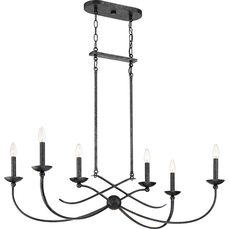 Calligraphy 6 Light Island Chandelier, Old Black