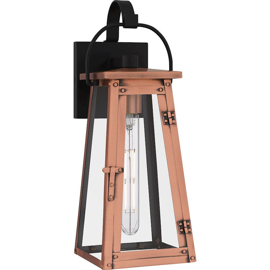 Quoizel Carolina 1 Light 16" Outdoor Lantern, Aged Copper/Clear - CLN8406AC