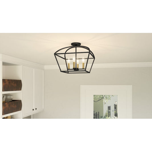 Quoizel Concho Bay 4 Light Semi-Flush Mount, Matte Black - COB1716MBK