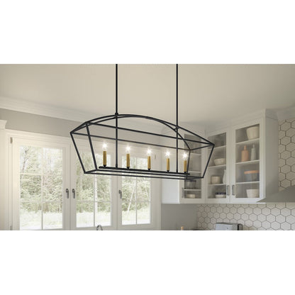 Concho Bay 5 Light Island Light, Matte Black