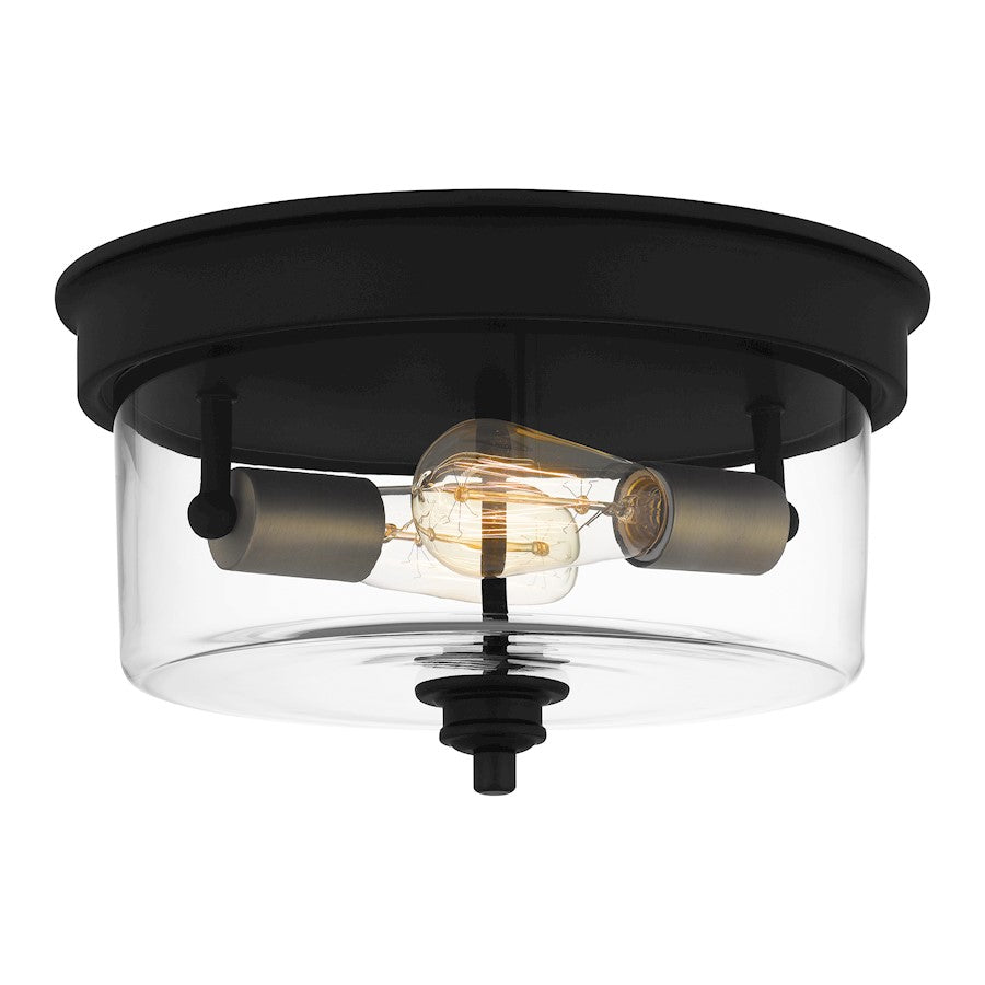 Cox 2 Light Flush Mount, Matte Black/Clear