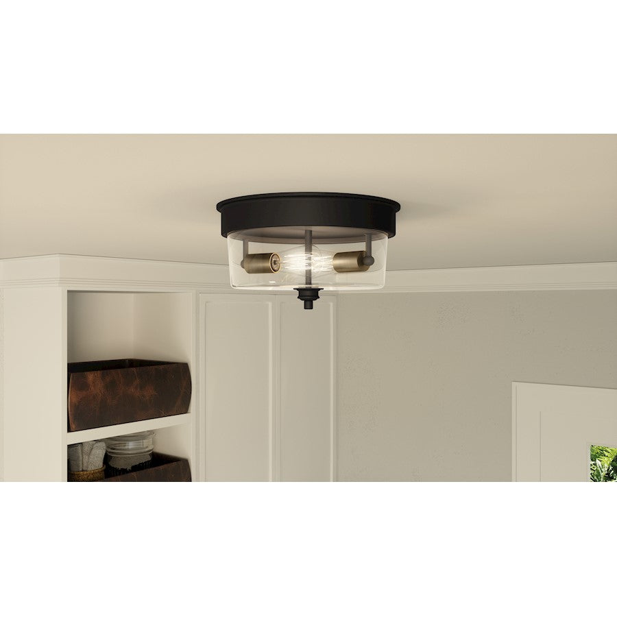 Cox 2 Light Flush Mount, Matte Black/Clear