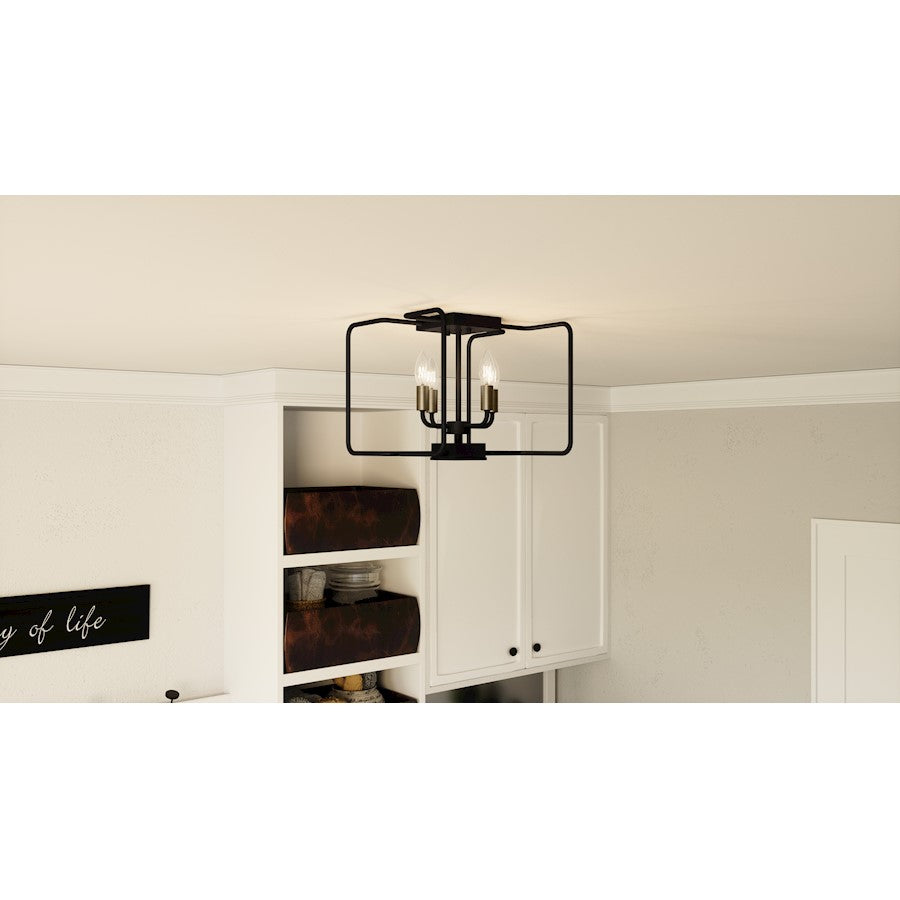 Quoizel Cox 4 Light Semi-Flush Mount, Matte Black - COX1712MBK