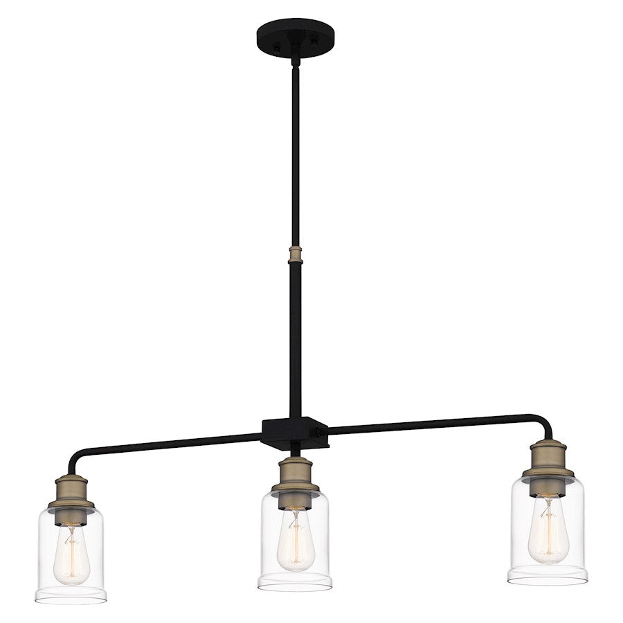 Cox 3 Light Chandelier Light, Matte Black/Clear