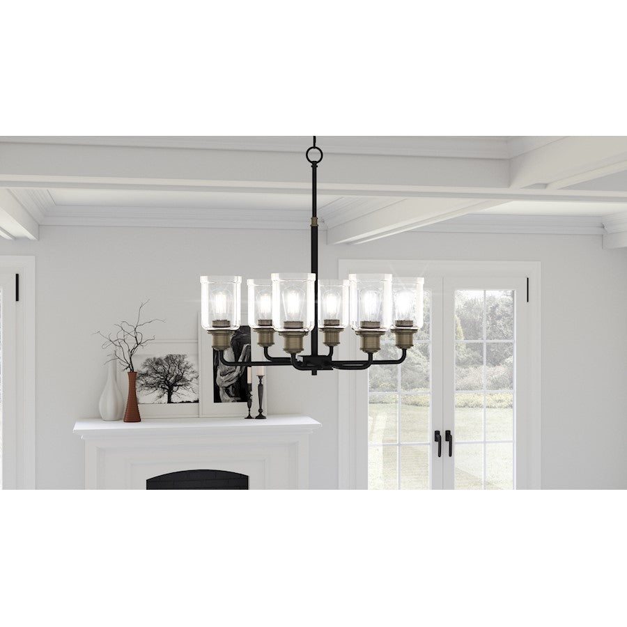 Quoizel Cox 4 Light Chandelier, Matte Black/Clear - COX5021MBK