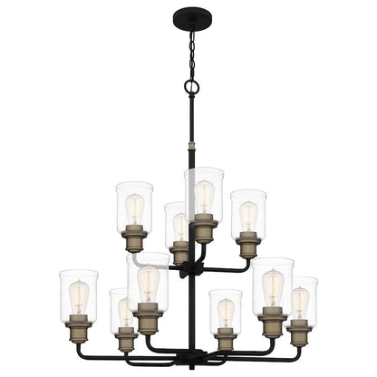 Cox 10 Light Chandelier, Matte Black/Clear