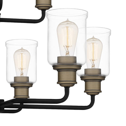 Cox 10 Light Chandelier, Matte Black/Clear